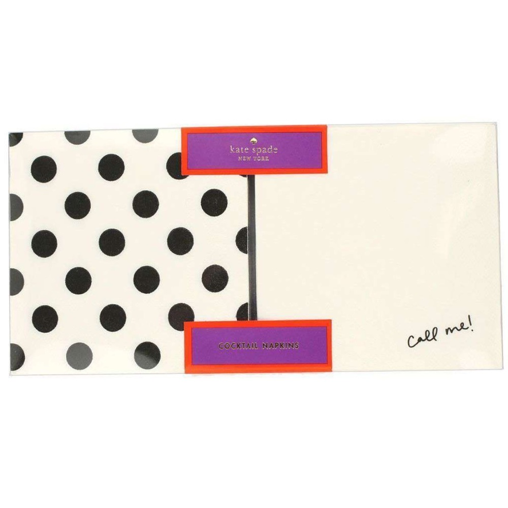 NWT Kate Spade Cocktail Napkins in Black Dots